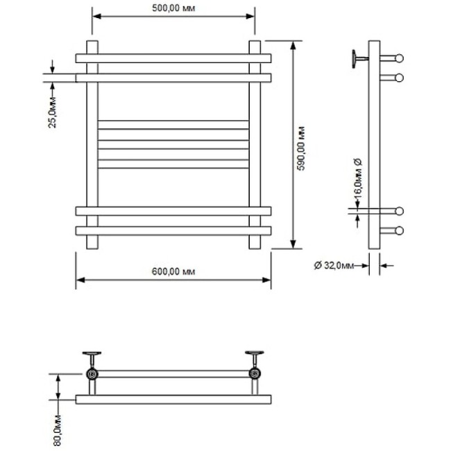 Полотенцесушитель Aquanet Largo водяной 60х50 (266744) Полотенцесушитель Aquanet Largo водяной 60х50 (266744)