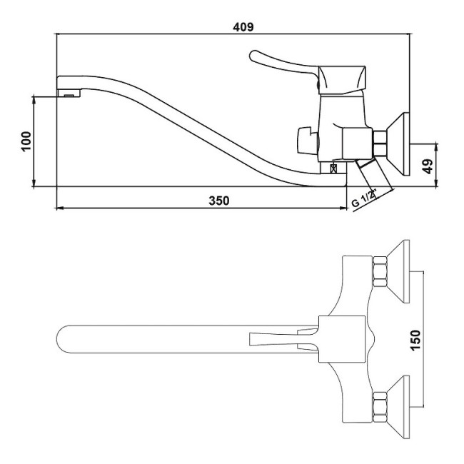 Смеситель для ванны Kaiser Verona Betta ванна ф40 (встр) с душем (29055)