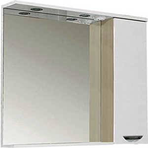 Зеркальный шкаф Aquanet Гретта 90 цвет св дуб (фасад белый) (173987)