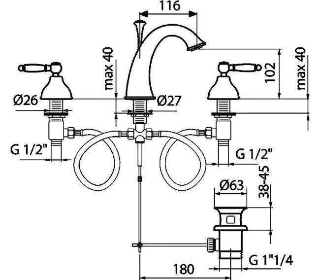 Смеситель для раковины Webert Dorian DO750101010