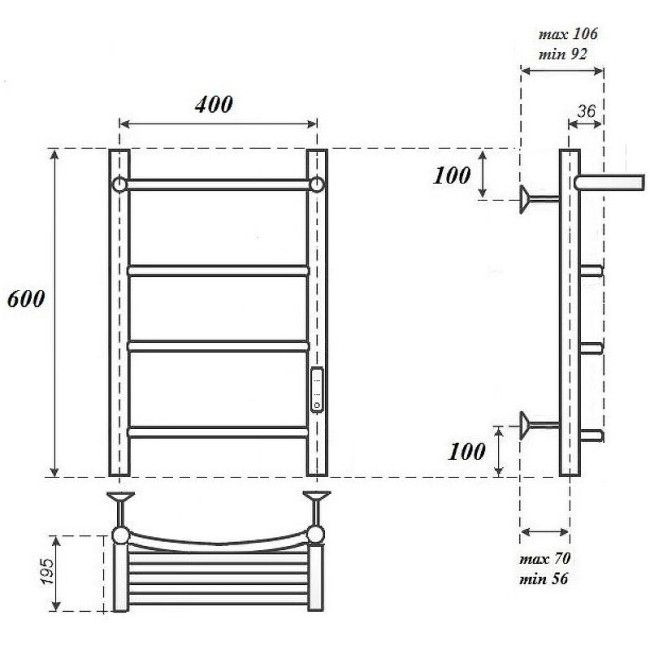 Электрический полотенцесушитель Point PN04846PW