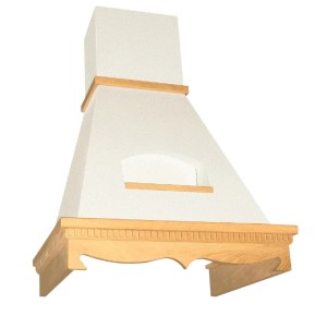 Каминная вытяжка Elikor Бельведер 90 золотой антик/дуб неокрашенный/диод