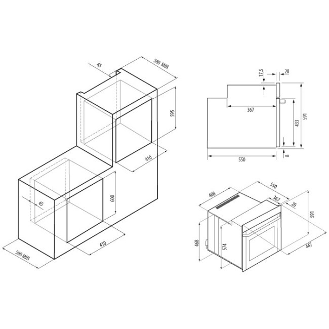Встраиваемый электрический духовой шкаф Kronasteel Corrente 45 WH