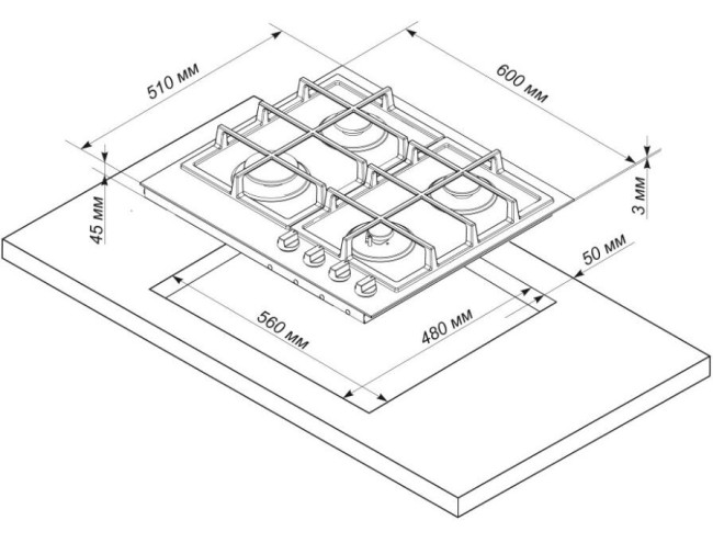 Встраиваемая газовая варочная панель Electronicsdeluxe TG4 750231F-079 Встраиваемая газовая варочная панель Electronicsdeluxe TG4 750231F-079