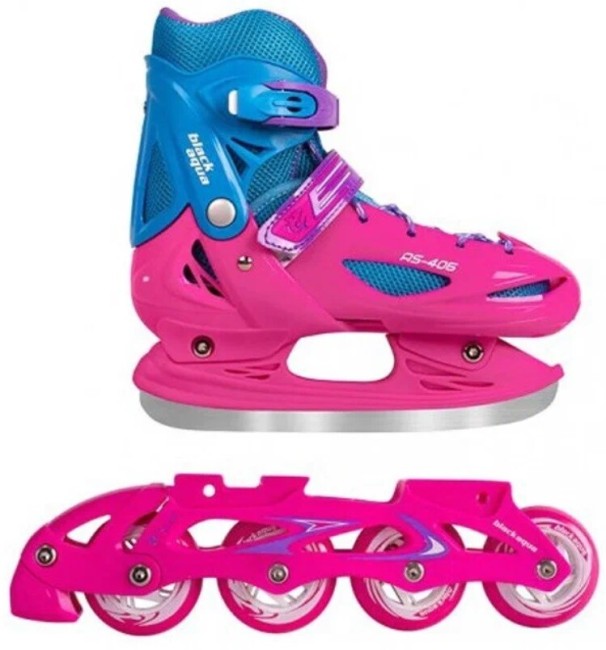 Коньки-ролики раздвижные Black Aqua AS-406, мультиколор 26-29 Коньки-ролики раздвижные Black Aqua AS-406, мультиколор 26-29