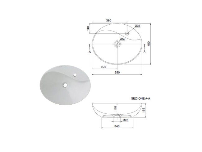 Раковина накладная Scarabeo MOON (8610) White
