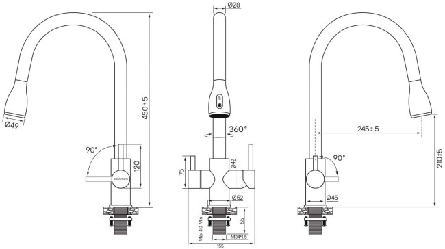 Смеситель для кухни Paulmark LANGE антрацит Смеситель для кухни Paulmark LANGE антрацит