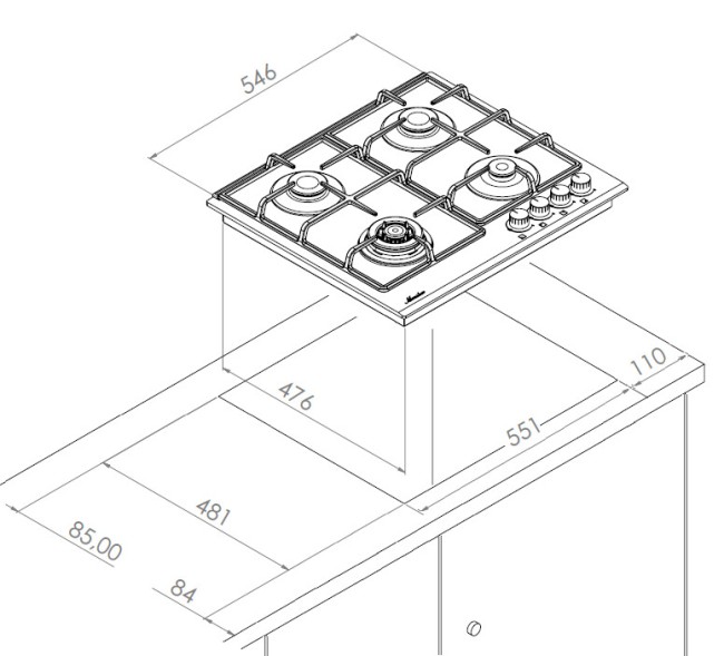 Встраиваемая газовая варочная панель Monsher MHG 62 BG Встраиваемая газовая варочная панель Monsher MHG 62 BG
