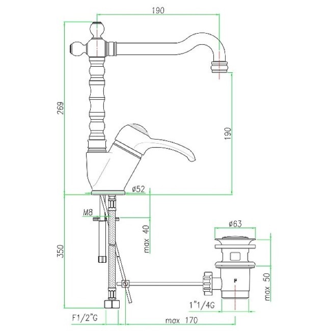 Смеситель для раковины Webert Aurora AU831702010