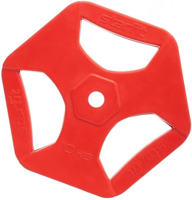 Диск обрезиненный Starfit BB-205 10 кг, d=26 мм, красный с хватами Диск обрезиненный Starfit BB-205 10 кг, d=26 мм, красный с хватами