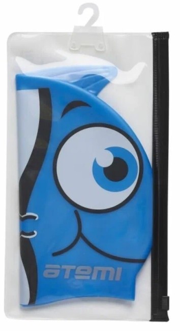 Шапочка для плавания Atemi FC105, силикон (дет.), рыбка+, голубой