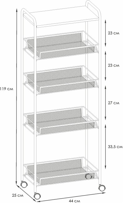 Этажерка ЗМИ Ладья 25 КС на колесиках серая Э 443 Этажерка ЗМИ Ладья 25 КС на колесиках серая Э 443