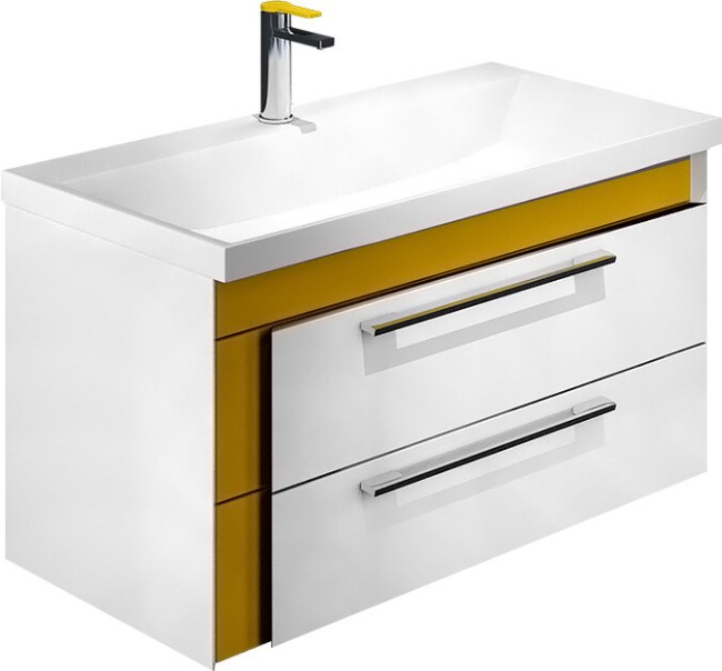 Тумба с раковиной Iddis Color Plus 90 (COL90Y0i95K) белый/горчичный