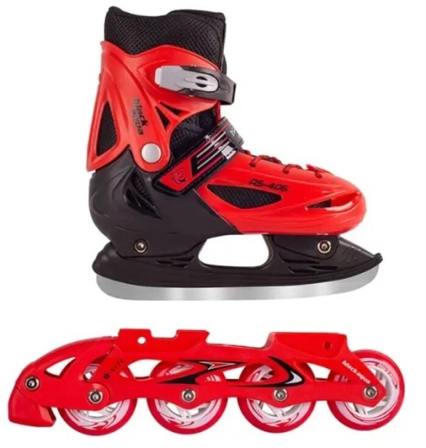 Коньки-ролики раздвижные Black Aqua AS-406, красный 30-33 Коньки-ролики раздвижные Black Aqua AS-406, красный 30-33