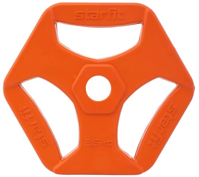 Диск обрезиненный с хватами Starfit BB-205 2,5 кг d=26 мм оранжевый