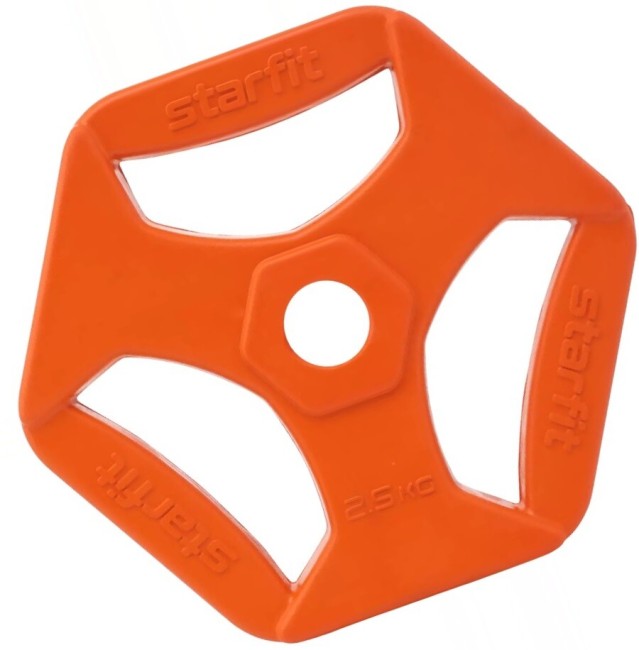 Диск обрезиненный с хватами Starfit BB-205 2,5 кг d=26 мм оранжевый