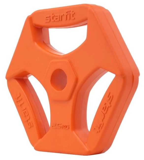 Диск обрезиненный с хватами Starfit BB-205 2,5 кг d=26 мм оранжевый