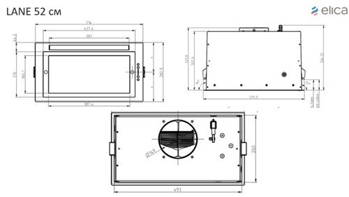Встраиваемая вытяжка Elica LANE WH/A/52