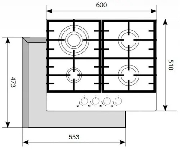 Встраиваемая газовая варочная панель Akpo PGA 604 RGC-T WH Встраиваемая газовая варочная панель Akpo PGA 604 RGC-T WH