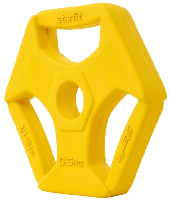 Диск обрезиненный с хватами Starfit BB-205 0,5 кг d=26 мм жёлтый Диск обрезиненный с хватами Starfit BB-205 0,5 кг d=26 мм жёлтый
