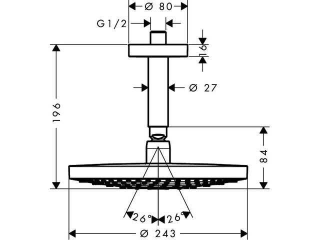 Верхний душ Hansgrohe Raindance Select S 2jet 26467400 Верхний душ Hansgrohe Raindance Select S 2jet 26467400