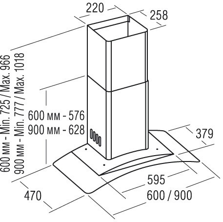 Каминная вытяжка Cata C-700 glass/C