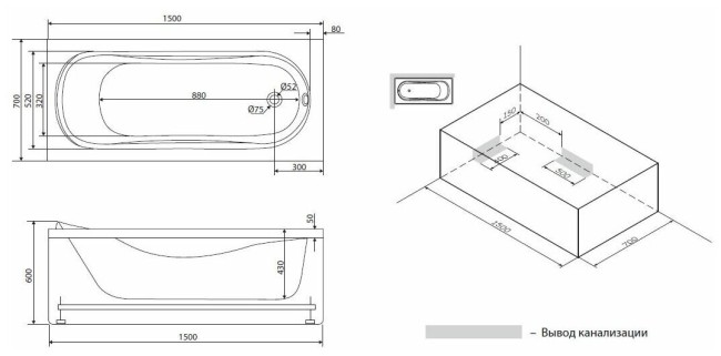 Каркас для ванны RedBlu by Damixa Origin Evo 82A-150-070W-R Каркас для ванны RedBlu by Damixa Origin Evo 82A-150-070W-R