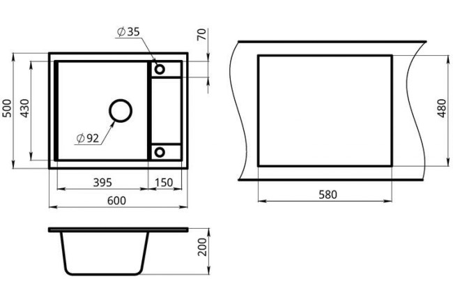 Кухонная мойка Granula GR-6002 алюминиум