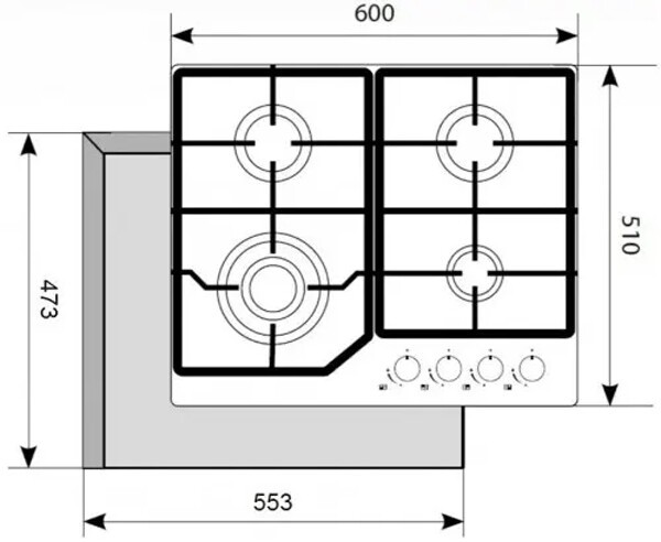 Встраиваемая газовая варочная панель Akpo PGA 604 FXC