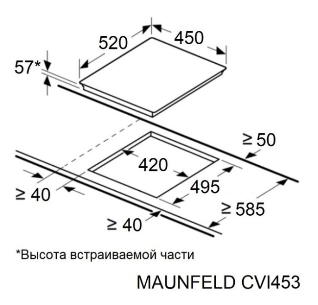 Встраиваемая индукционная варочная панель Maunfeld CVI453STBK