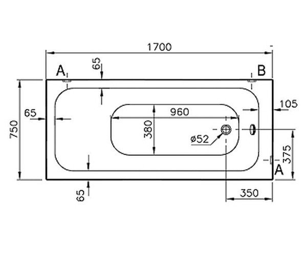 Акриловая ванна Vitra Optimum Neo 170x75 64570001000