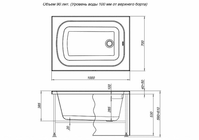 Ванна Aquanet SEED 100*70 к/р83 (216658) Ванна Aquanet SEED 100*70 к/р83 (216658)