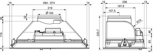 Встраиваемая вытяжка Elikor Врезной блок CASPER 52Н-450-П3Д нержавейка