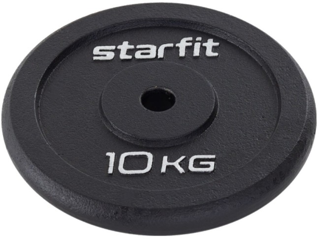 Диск чугунный Starfit BB-204 10 кг, d=26 мм, черный Диск чугунный Starfit BB-204 10 кг, d=26 мм, черный