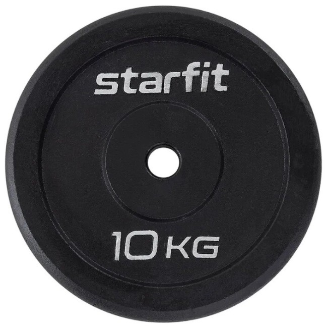 Диск чугунный Starfit BB-204 10 кг, d=26 мм, черный Диск чугунный Starfit BB-204 10 кг, d=26 мм, черный