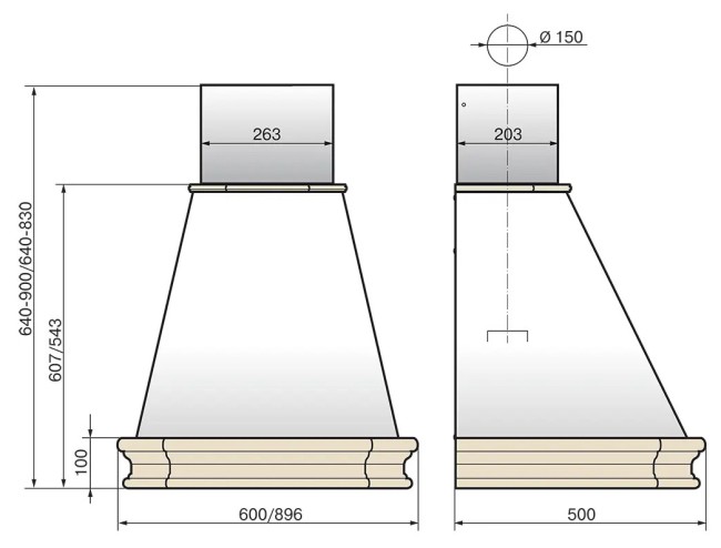 Каминная вытяжка Elikor Пергола 60П-650-П3Л бежевый/дуб неокрашенный съемное