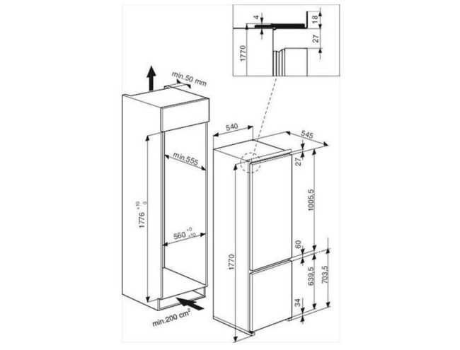 Встраиваемый холодильник Hotpoint-Ariston BCB 7030 AA F C