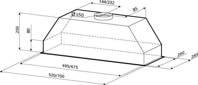 Встраиваемая вытяжка Kronasteel Mini 700 inox