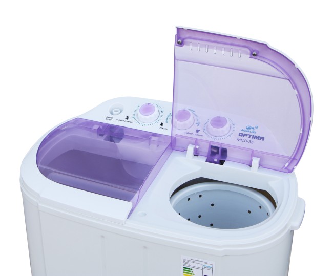 Стиральная машина Optima МСП-35 белая крышка/фиолетовые окна