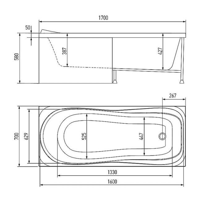 Ванна акриловая Alex Baitler SAIMA 170*70
