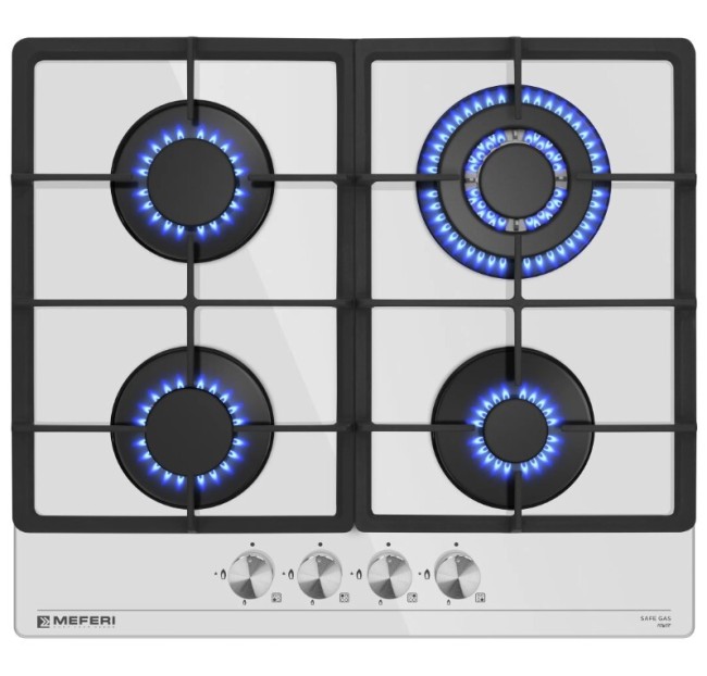 Встраиваемая газовая варочная панель Meferi MGH604WH GLASS Power