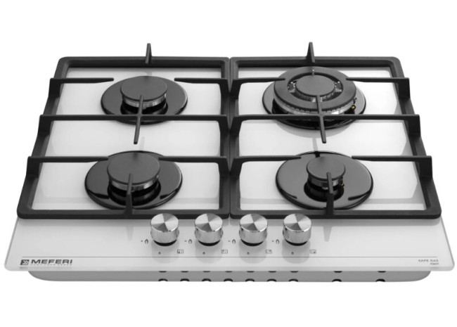Встраиваемая газовая варочная панель Meferi MGH604WH GLASS Power