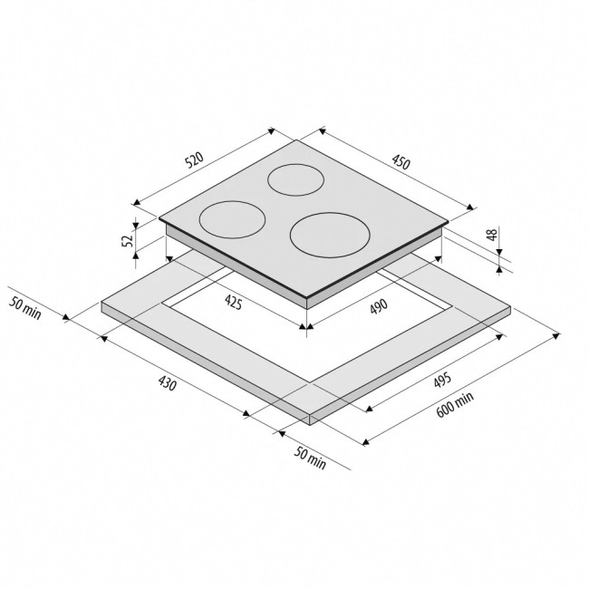 Встраиваемая электрическая варочная панель Krona Zauber 45 BL TK Встраиваемая электрическая варочная панель Krona Zauber 45 BL TK