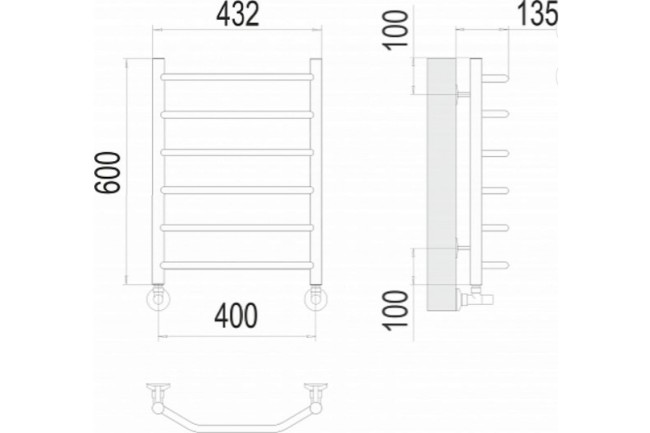 Водяной полотенцесушитель Terminus Виктория П6 400х600 Водяной полотенцесушитель Terminus Виктория П6 400х600