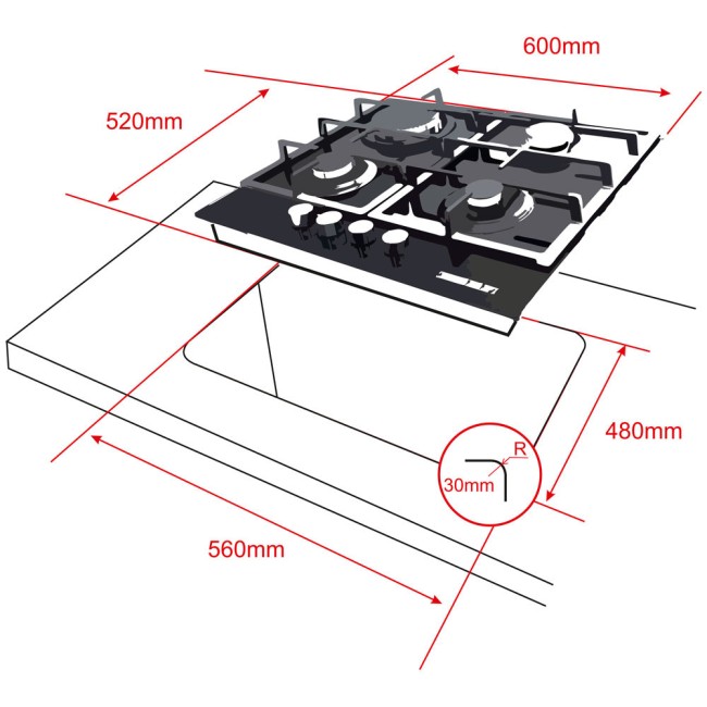 Встраиваемая газовая варочная панель Ginzzu HCG-469