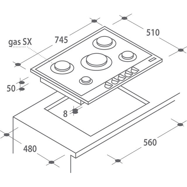 Встраиваемая газовая варочная панель Candy CPGC 75 SWP GHG