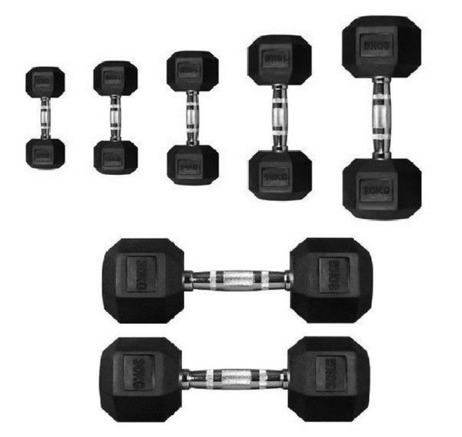 Гантель Perform Better Rubber Encased Hex Dumbbells 7,5 черный (4137-7.5\BK-07-00)