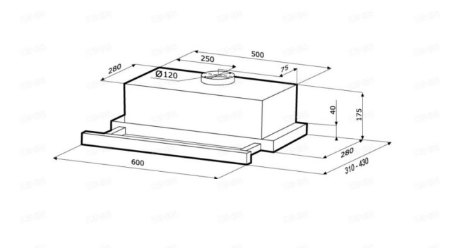 Встраиваемая вытяжка Weissgauff TEL 05 BL