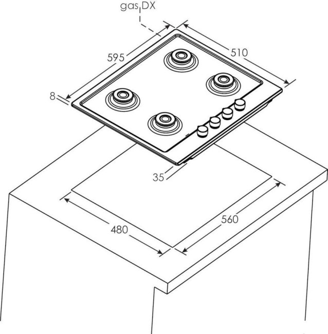 Встраиваемая газовая варочная панель Candy CHG6BF4WBB