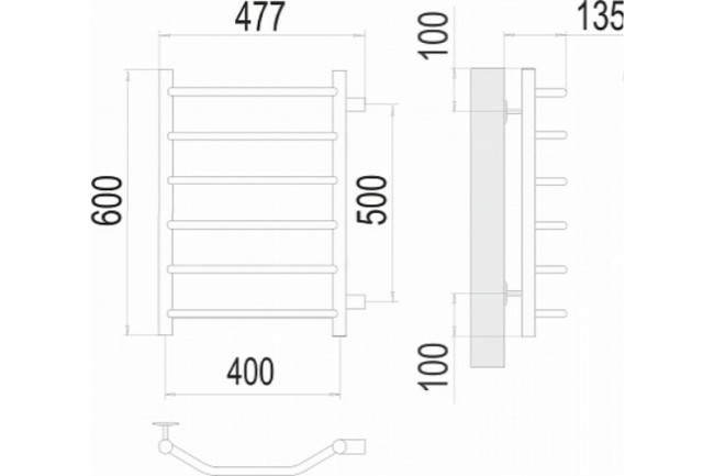 Водяной полотенцесушитель Terminus Виктория П6 400х600 бп500 Водяной полотенцесушитель Terminus Виктория П6 400х600 бп500